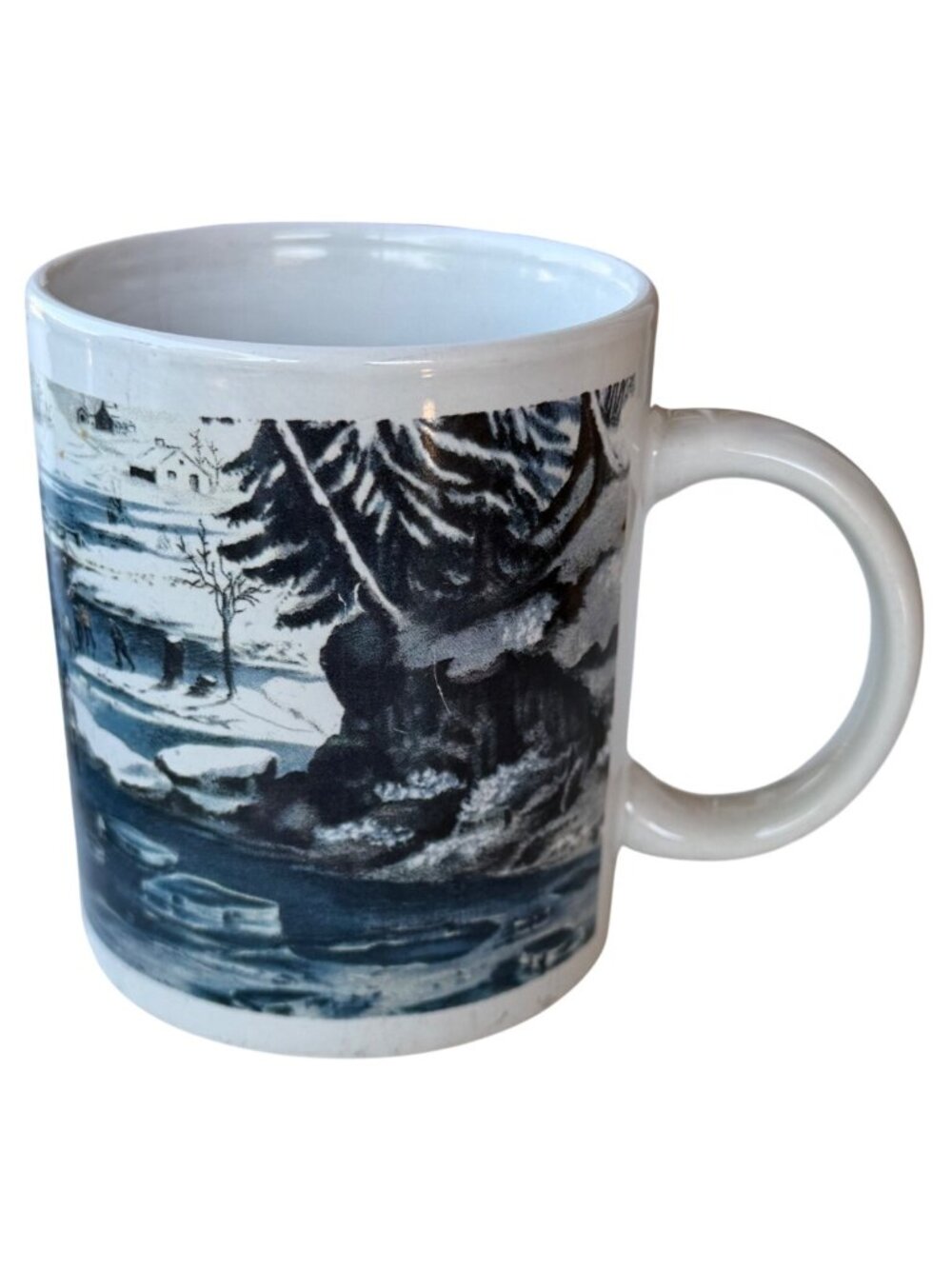 VTG 2003 NYC American Winter Scene Morning Christmas 12 oz. Ceramic Mug (READ)
